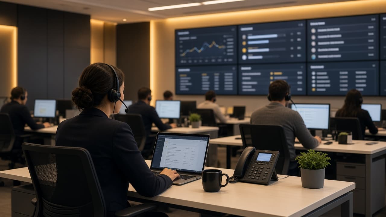 Customer support operations team monitoring multi-channel service queues